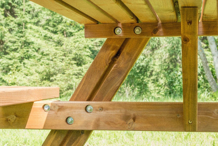 TAVOLO CON PANCHE PICNIC OASI LEGNO IMPREGNATO 177X154X74H