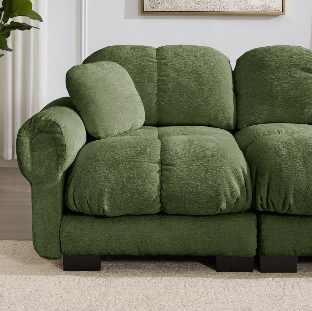 Divano modulare in chenille 190x86x90 cm; verde