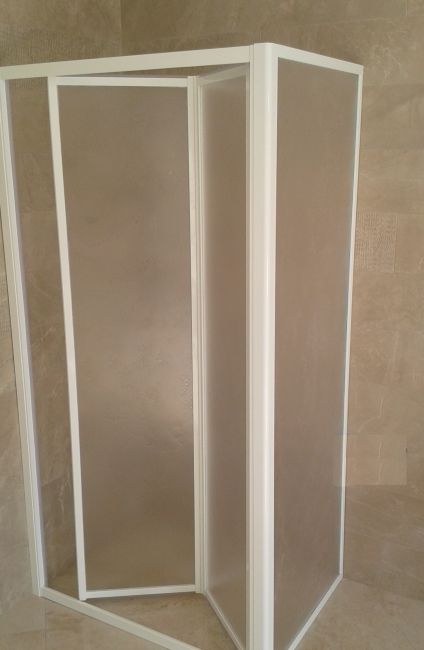 Box doccia acrilico - 3 lati, due fisso piu' porta a libro - Misura: 90 x 95 x 90 x  h185 cm