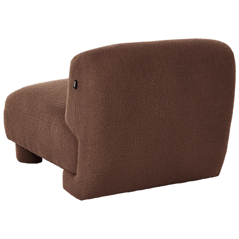 Set da salotto 4 posti con pouf, modulare dal profilo ribassato in stile organico e curvo marrone