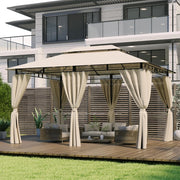 Gazebo da Giardino 3x4,Telo Gazebo 3x4 Impermeabile,Gazebo Esterno Resistente,Telaio in Metallo, Gazebos,Beige