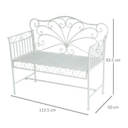 Easycomfort Panchina da Esterno a 2 Posti , Panchina Biposto da Giardino Stile Romantico Ferro 113.5 x 50 x 96cm Bianco