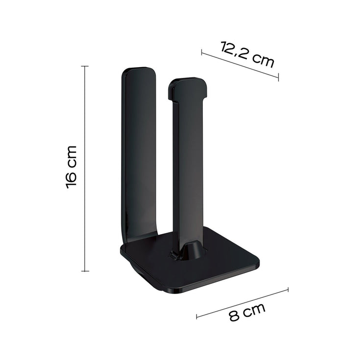 Portarotolo di riserva da muro in ottone, acciaio inox e Cromall 3224-02 Gedy serie OUTLINE Nero Opaco