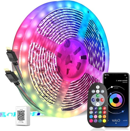 Striscia LED 30m multicolore Bluetooth RGB con app e telecomando - sincronizzata con il ritmo della musica - per camere, matrimoni, feste, cucine