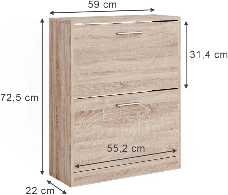 Mobile porta scarpe Gizmo, Sonoma, 59 x 72.5 cm 2 scomparti, per la conservazione delle scarpe e combinabile con i mobili Gizmo