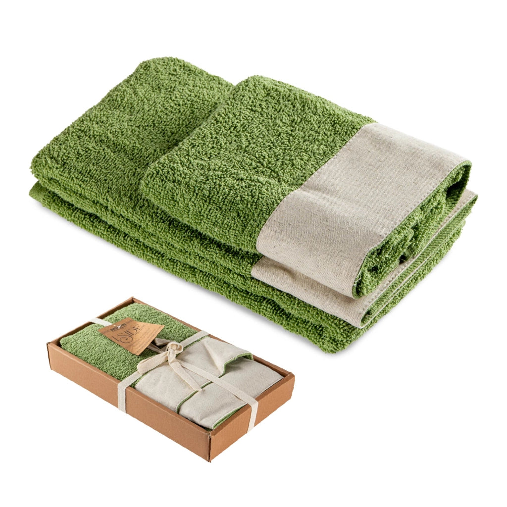 Set Asciugamani Bagno 2 Pezzi con Balza in Lino – Salvietta + Ospite – Morbidi, Super Assorbenti e Delicati sulla Pelle – Certificati OEKO-TEX – Eleganti e Resistenti  Prato