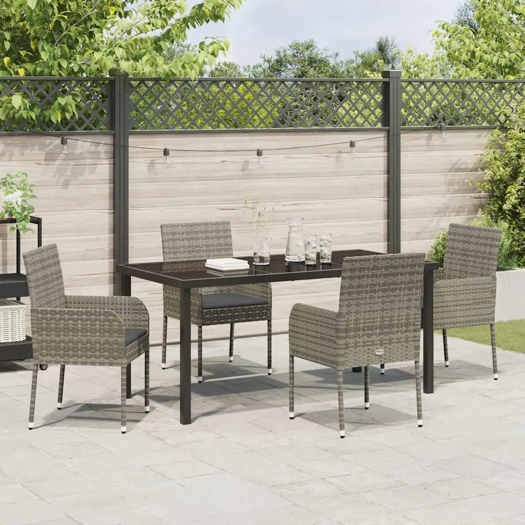 Set da Pranzo per Giardino con cuscino 5 pcs Grigio polyrattan 3380108