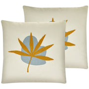 Set di 2 cuscini decorativi motivo foglia ricamata arancione 45 x 45 cm