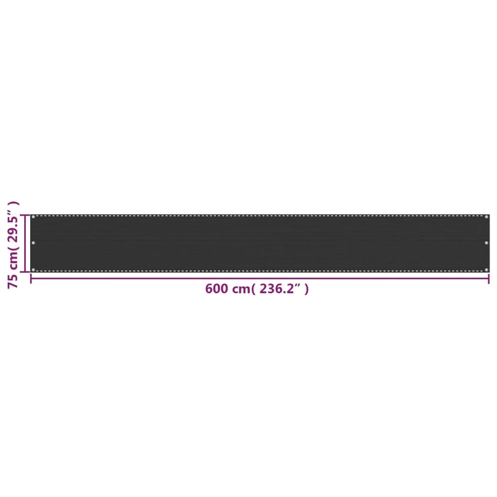 Schermo per balcone schermo per la privacy HDPE 75 x 600 cm antracite 02_0010154