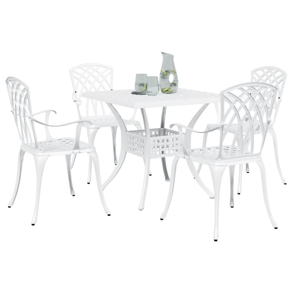 Set di Mobili da Giardino 5 Pezzi in Alluminio Bianco