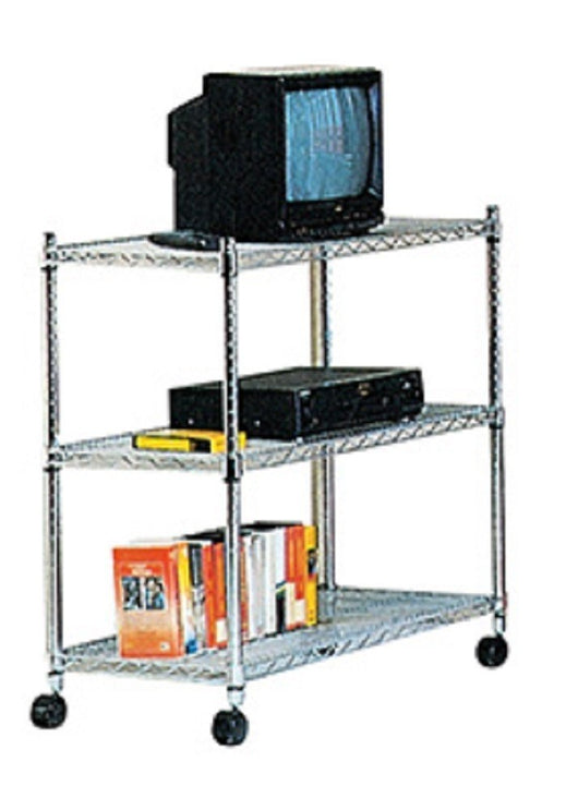 CARRELLO SCAFFALE AMERICA IN ACCIAIO CROMATO 3 RIPIANI 36x61x83H