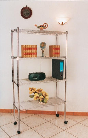 SCAFFALE AMERICA IN ACCIAIO CROMATO 4 RIPIANI 36X61X170H