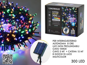 GHIRLANDA 300 LED SOLARI PER ESTERNO LED: MULTICOLOR