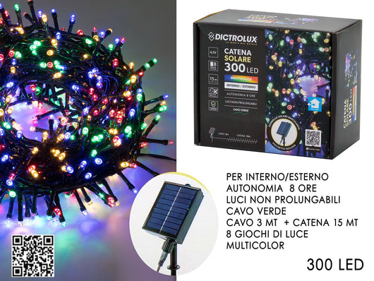 GHIRLANDA 300 LED SOLARI PER ESTERNO LED: MULTICOLOR