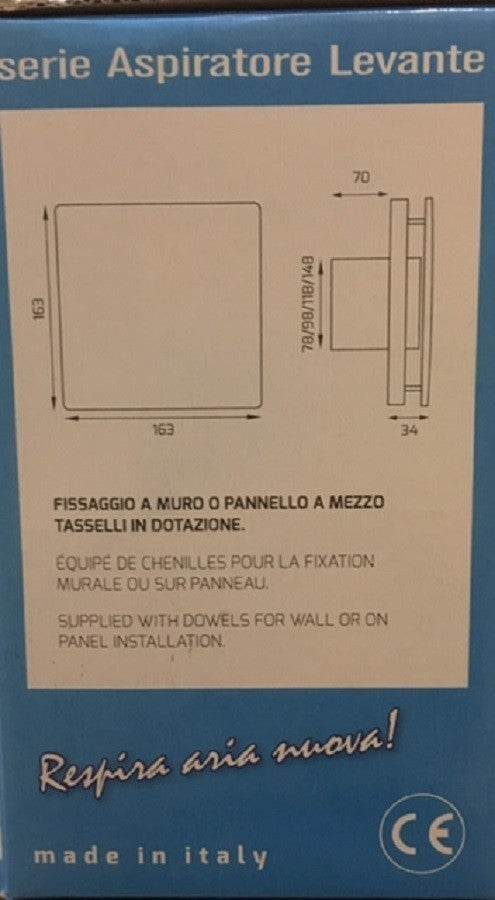 ASPIRATORE ELETTRICO A MURO FUMO ODORI ELEGANCE AUTOMATICO PER CUCINA BAGNO