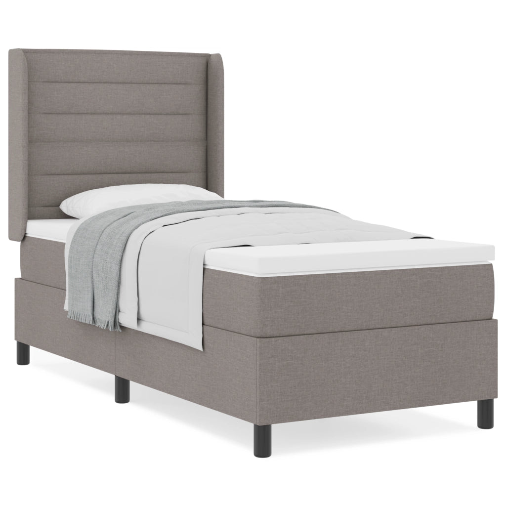 Letto a Rete a Molla con Materasso Tortora 100x200 cm Tessuto