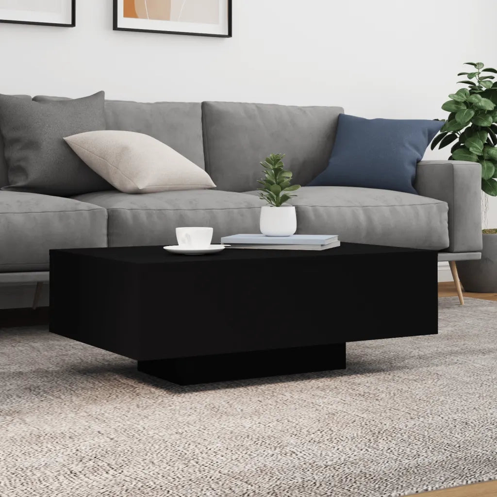 Tavolino da Soggiorno con Luci LED Nero 85x55x31 cm 836610