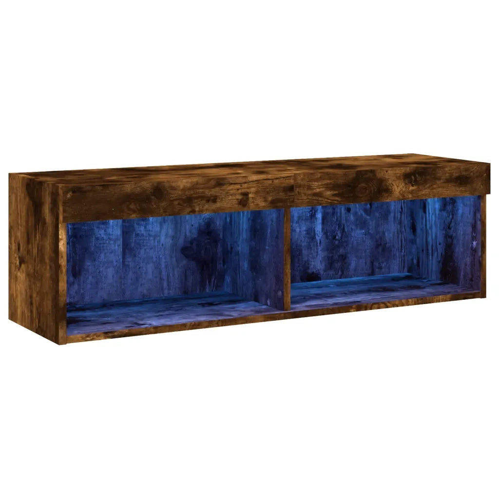 Mobile Porta TV con Luci LED-Credenza per TV Rovere Fumo 100x30x30 cm