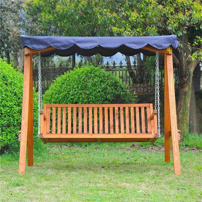DONDOLO DA GIARDINO 3 POSTI CON BALDACCHINO IN LEGNO 200 X 130 X 185 CM