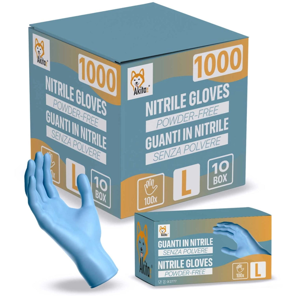 Guanti Nitrile Blu L Senza Polvere Akitaink 1000 pezzi