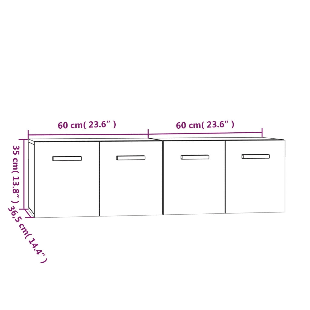Mobili Parete 2 pz Grigio Cemento 60x36,5x35 cm in Multistrato 3115631