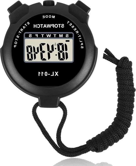 Stopwatch Multifunzionale per Atleti con Display Grande - Memoria dei Tempi dei Giri - 12-24 Ore Orologio con Allarme e Calendario - Timer per Allenamento Nuoto e Corse