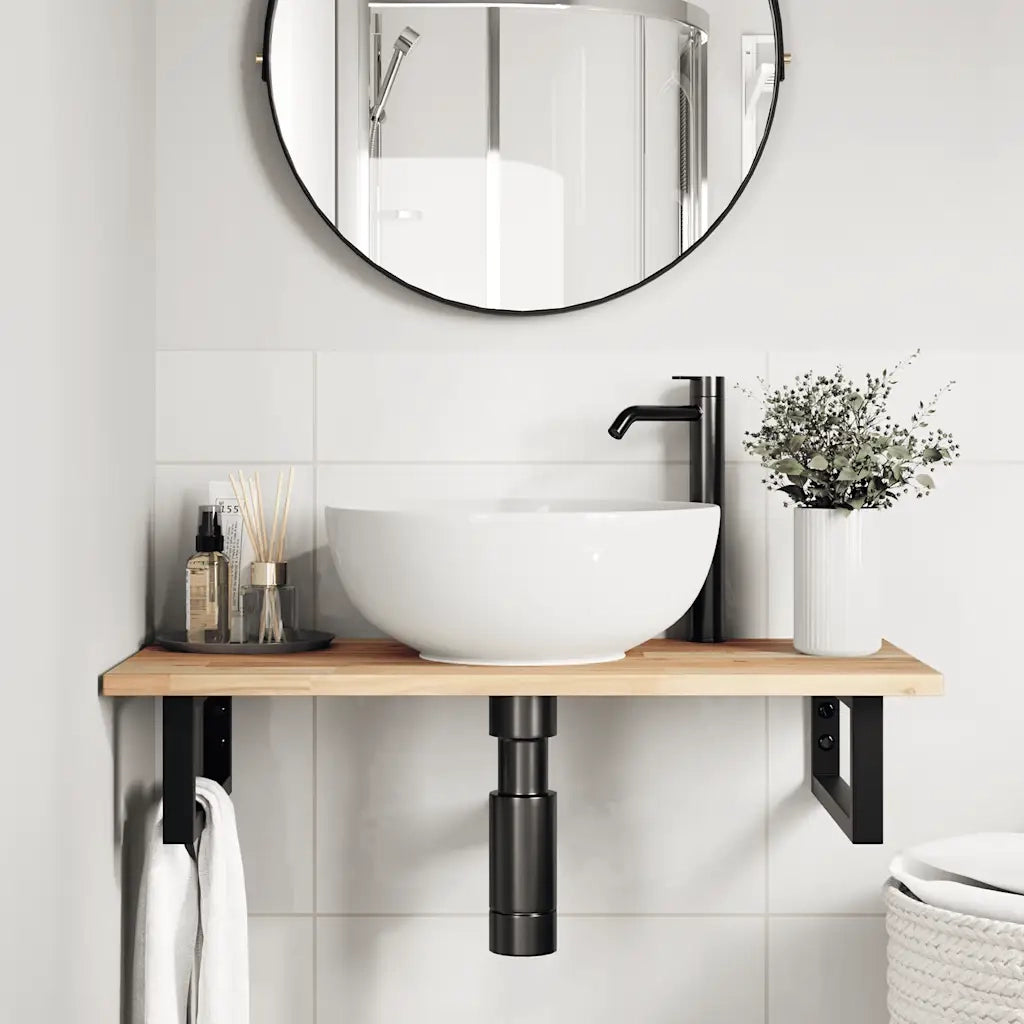 vidaXL Piano da Bagno Non Trattato 80x40x2 cm Legno Massello di Acacia