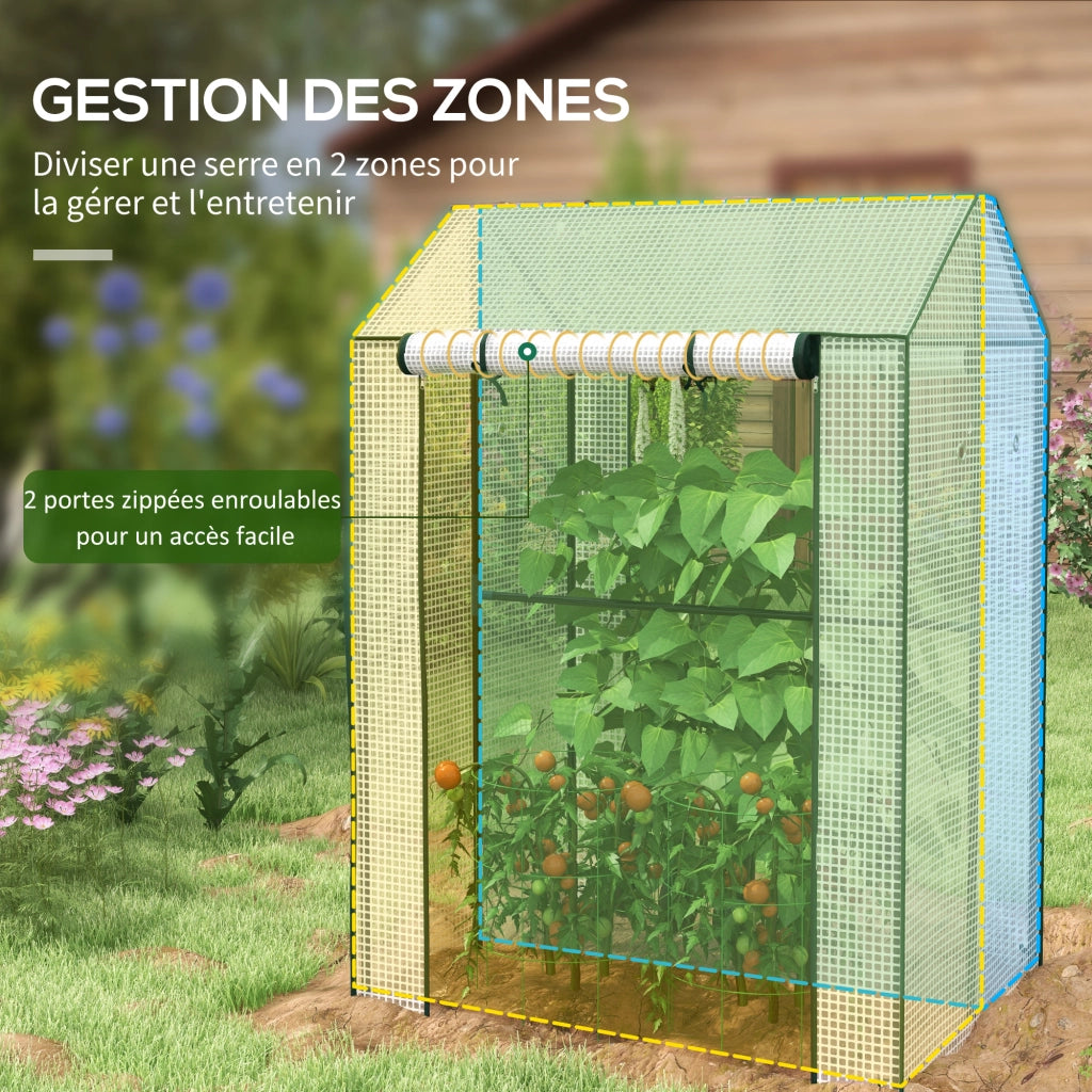 Serra da giardino con 2 porte ¨C zephmum ¨C 80x150x150 cm, Acciaio e PE