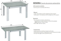 KIT TAVOLO ALLUNGABILE KENDRA CM 90X140/190X78 BIANCO / CEMENTO