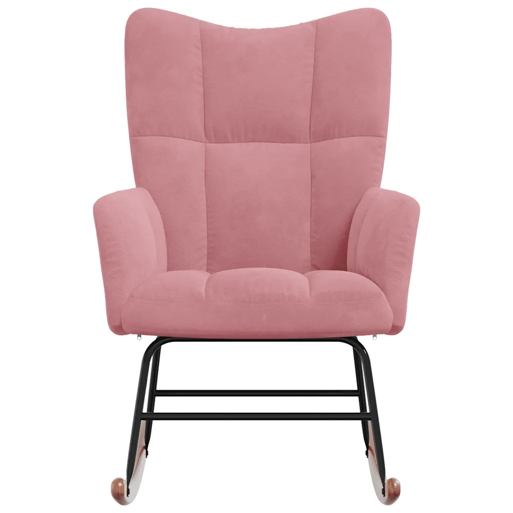 Sedia a Dondolo Rosa in Velluto 328143