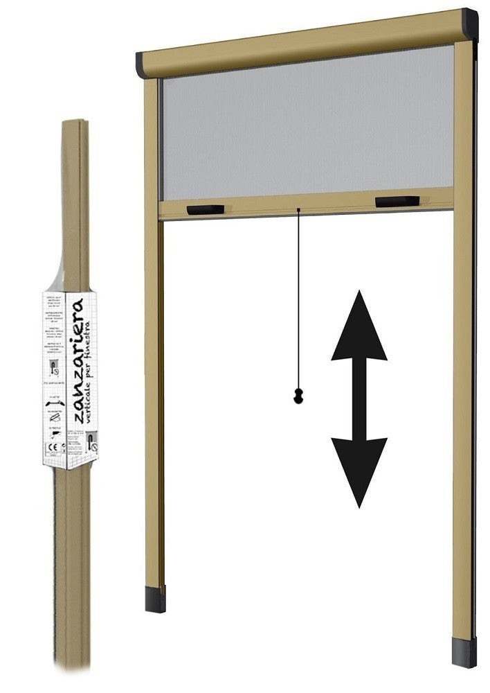 ZANZARIERA VERTICALE RIDUCIBILE 80X170 A RULLO CON FRIZIONE BRONZATA MADE IN ITALY