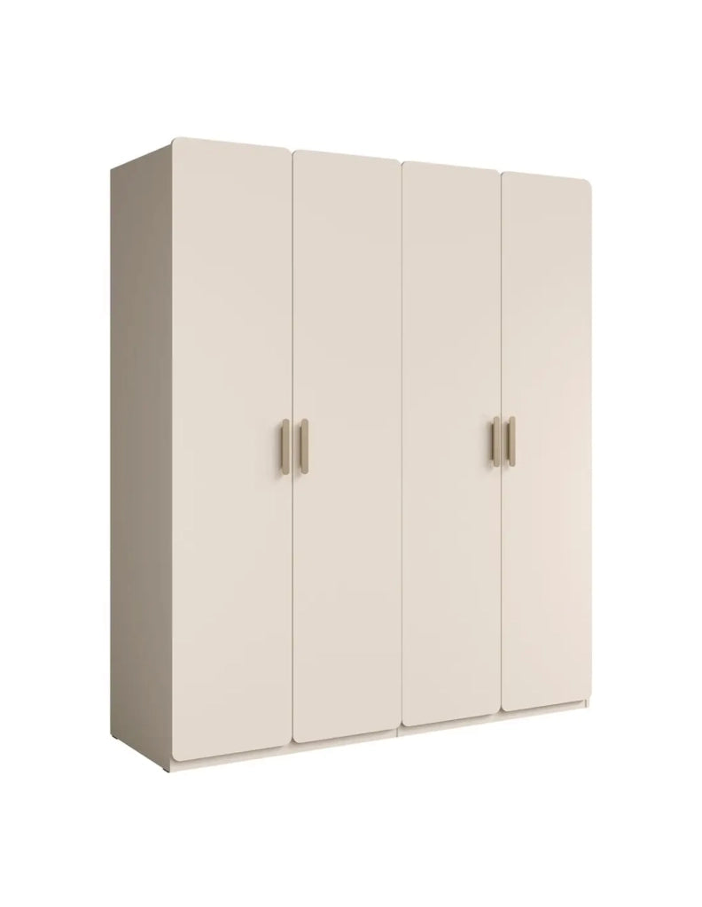 Camera completa AMALIE beige – Letto contenitore 180x200 cm, armadio, cassettiera, 2 comodini e scaffali