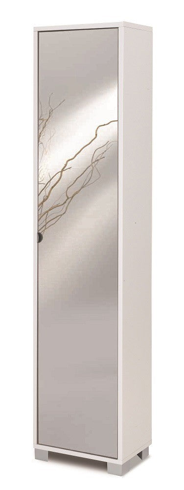 KIT MOBILE COLONNA 4 CON SPECCHIO H190 L43 P29 Cm RIPIANI FINITURA BIANCO FIAMMANTE SARMOG 744spk