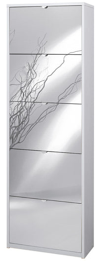 KIT SCARPIERA 5 ANTE A RIBALTA CON SPECCHIO FRONTALE H190 L63 P29 Cm FINITURA BIANCO SARMOG Sk565spk