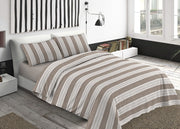 Sacco Copripiumino Piumone Letto In 100% Cotone Made Italy Vari Disegni RP - 2 Piazze - Righine Beige