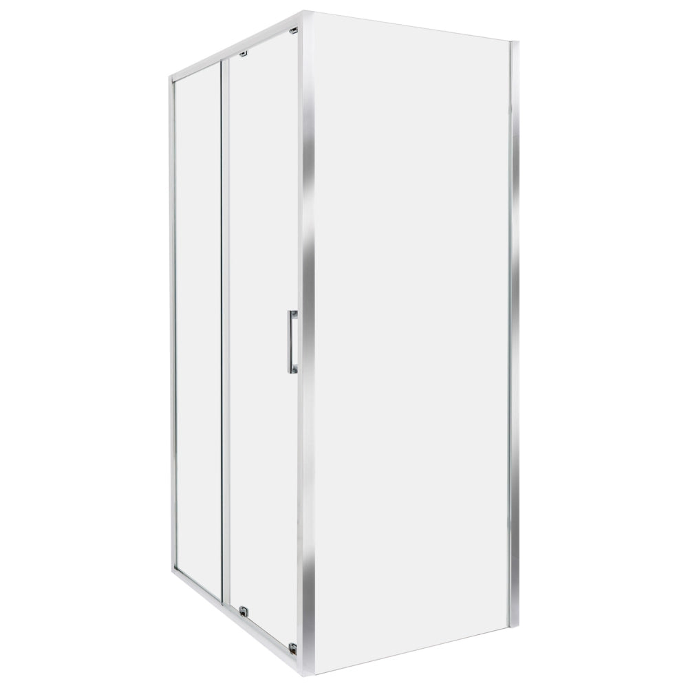 Box Doccia Vetro Temperato Argento Cornice Alluminio Anta Singola 80x100x185cm