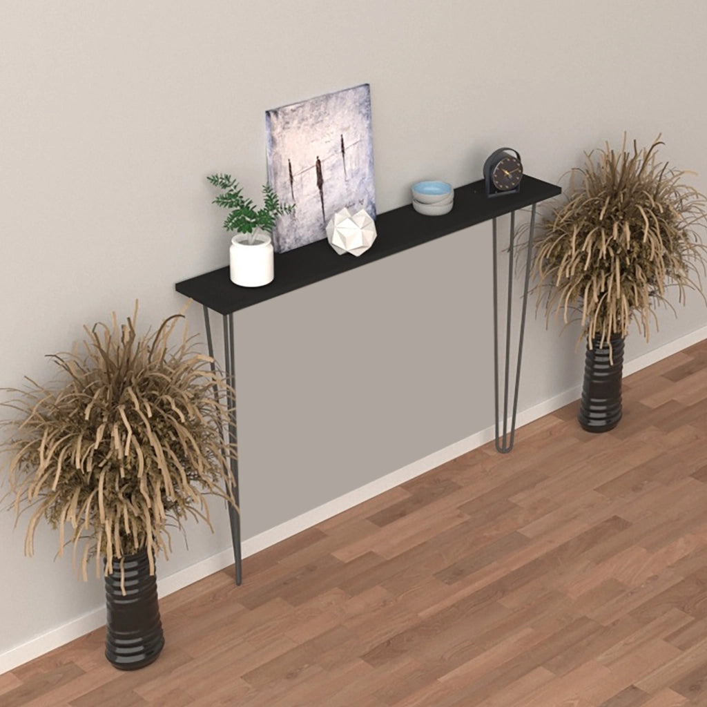 Consolle da Muro Kokemäki con Gambe a Forcina Nero 82 x 80 x 18 cm [en.casa]