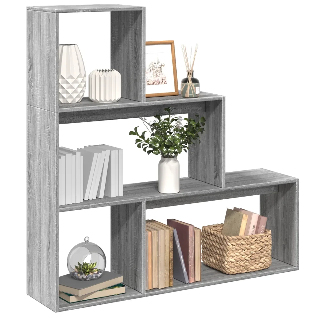 Libreria Divisorio 3Piani Grigio Sonoma 123x29x123cm Truciolato 857990