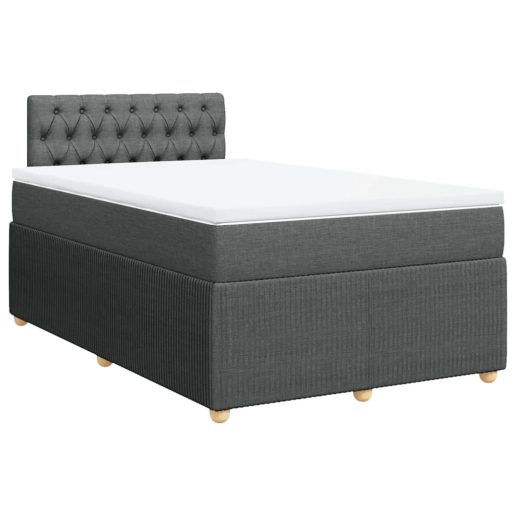 Giroletto a Molle con Materasso Grigio Scuro 120x200 cm Tessuto