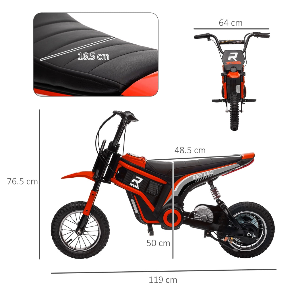 Moto Elettrica per Bambini con Acceleratore Manuale. 2 Velocit¨¤ 8-16km/h. Et¨¤ 8-12 Anni. Rosso