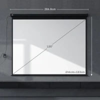 Schermo per Proiettore 120" Formato 4:3 Regolabile con Telecomando, 244x183cm, Nero