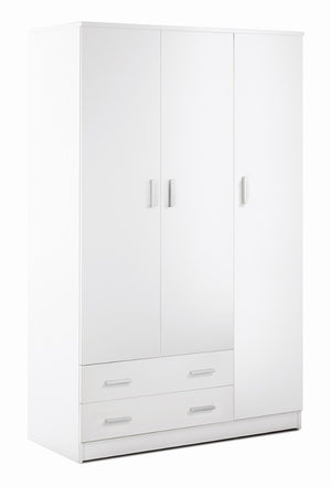Armadio 3 ante 2 cassetti H182 L115 P52 Cm colore Bianco Liscio 457k Sarmog