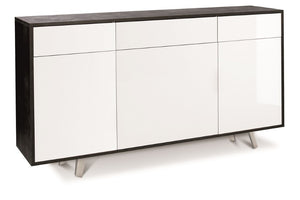 Mobile Madia 3 ante e 3 Cassetti H92 L164 P41 Cm struttura color Nero ossido frontali Bianco Lucido 7076k Sarmog