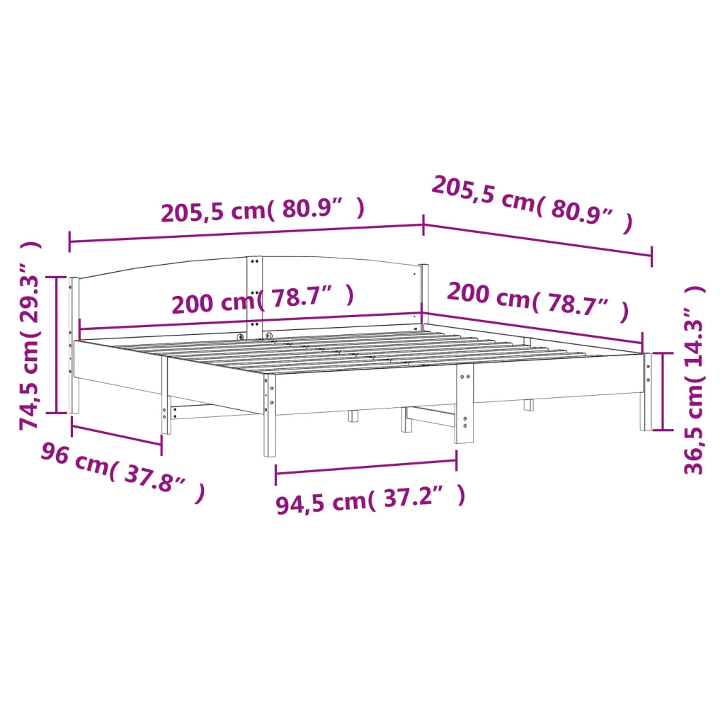 Letto matrimoniale | Letto per adulti | Giroletto senza Materasso Marrone Cera 200x200 cm Legno di Pino