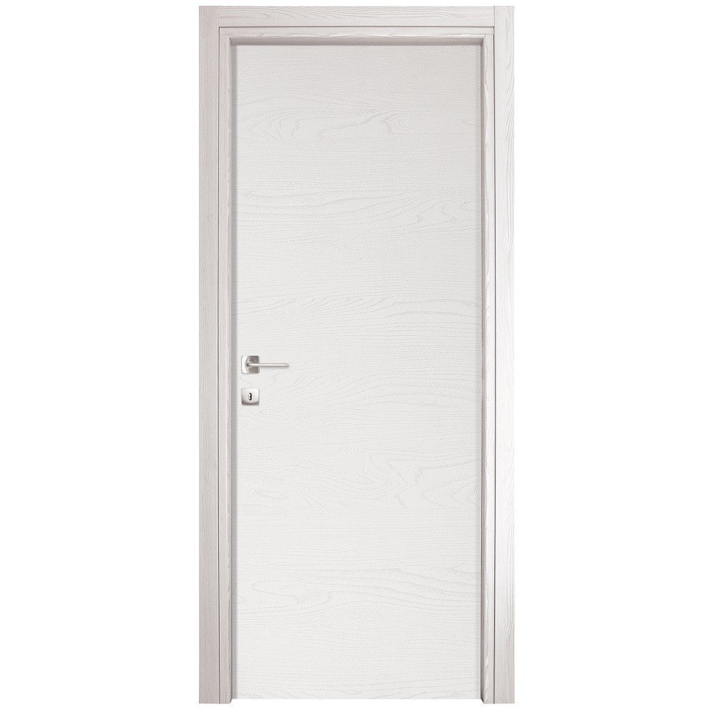 Porta a Battente Frassino Bianco Cm 210x90 Reversibile Cieca Liscia  Microtec
