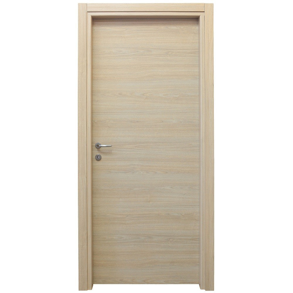 Porta a Battente Rovere Sbiancato Cm 210x90 Reversibile Cieca Liscia Microtec