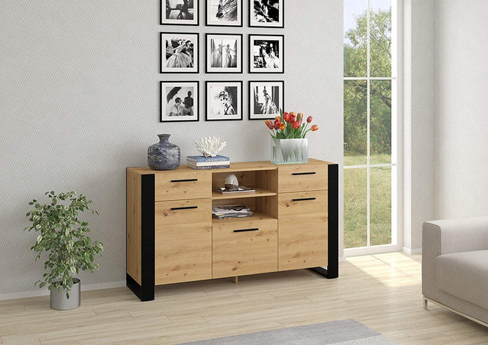 Mobile Credenza Nuka Cm 155 x 45 x 87H colore Rovere Rustico