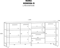 Mobile Credenza Nuka Cm 197 x 45 x 87H colore Rovere Rustico