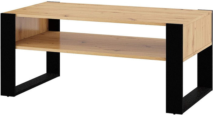 Tavolino da Caffè Nuka Cm 110 x 60 x 48H colre Rovere Rustico e gambe Nere