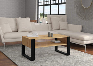 Tavolino da Caffè Nuka Cm 110 x 60 x 48H colre Rovere Rustico e gambe Nere